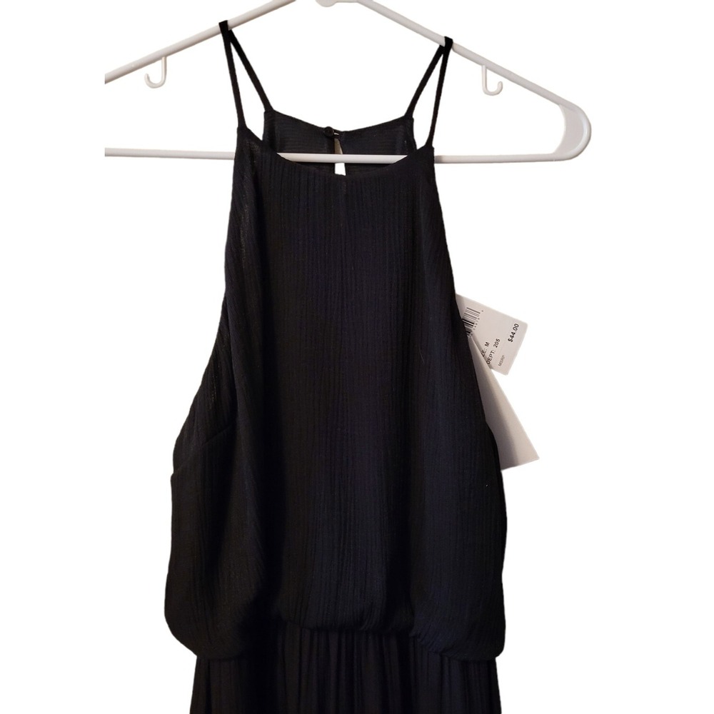 NWT Lush Black Maxi Halter Boho Ruffled Hem Sleeveless Summer‎ Dress Size Medium